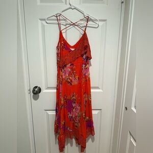 Maeve - Asymmetrical Red Floral Dress